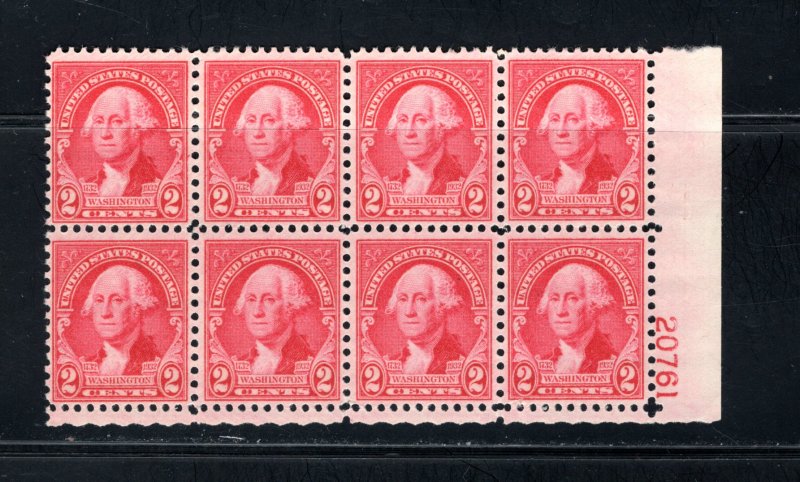 US #707,  Plate# Block of 8, VF, MNH,  CV $4.75 .... 6784434