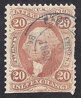 #R42C 20 cents Inland Exchange Revenue 1869 Stamp used VF