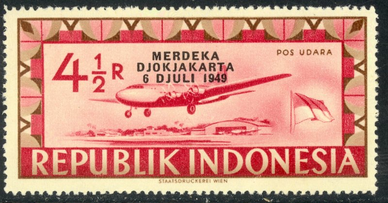 INDONESIA 1949 4 1/2r LIBERATION OF JAKARTA  Airmail Sc C61 MH