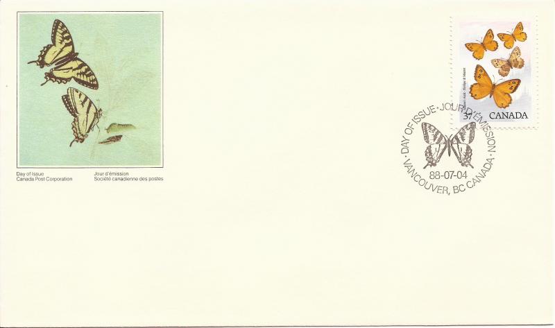 1988 Canada FDC Sc 1212 - Butterflies - Macoun's Arctic