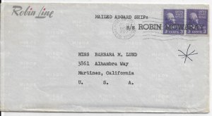 APO 707 (Pusan, Korea) to Martinez, Ca 1958 w/ s/s Robin Mowbray canx (49705)