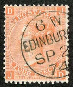 SG94 4d Vermilion Plate 13 SUPERB Edinburgh CDS