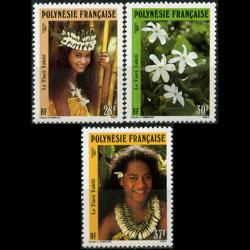 FR.POLYNESIA 1990 - Scott# 552-4 Girl and Flora Set of 3 NH