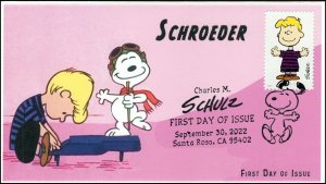 22-306, 2022 ,Charles M Schulz, Pictorial Postmark, First Day Cover, Peanuts, Sc