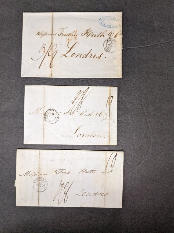 7 1840s stampless covers/letters between England and France [Y.13]