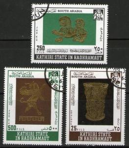 South Arabia - Kathiri State 1968 Arabic Art Gold Museum Pieces BLK/4 Cancell...