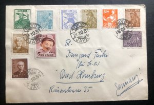 1951 Tokyo Japan Colorful Airmail cover To Bad Hamburg Germany