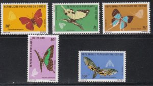 Congo # 257-261, Butterflies & Moths, Mint NH, 1/2 Cat.