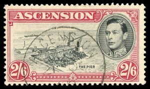 Ascension 1938 KGVI 2s6d black & deep carmine 'DAVIT FLAW' VFU. SG 45b.