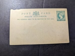 Mint British Straits Settlements Postal Stationery Postcard 1 Cent Denomination