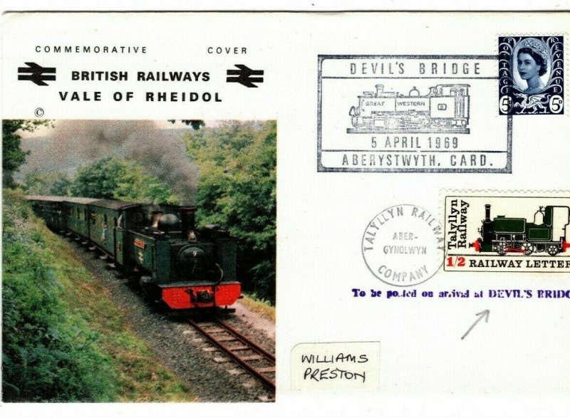 GB WALES RAILWAY *Vale of Rheidol*&*Tallyllyn* DEVILS BRIDGE BR Cover 1969 AA137