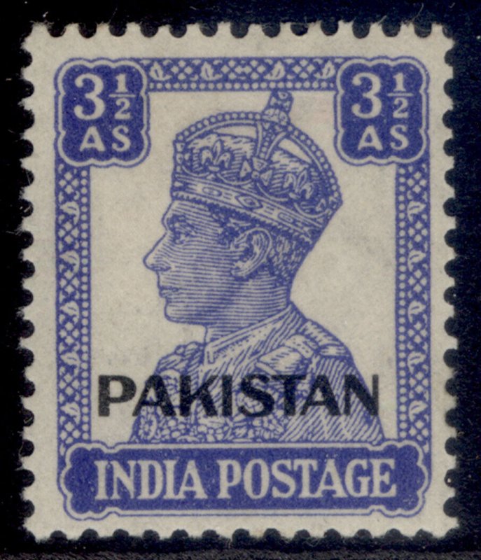 PAKISTAN GVI SG8, 3½a bright blue, M MINT. 