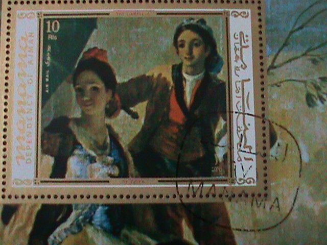 MANAMA-AIRMAIL- WORLD FAMOUS PAINTING FANCY CANCL-S/S VF LAST ONE HARD TO FIND