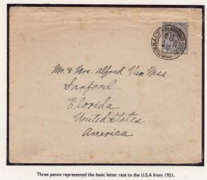 Gibraltar 1921 Letter Cover Issue Fine Used 3d. 295937