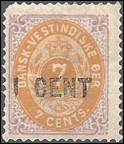 Danish West Indies 14d Mint,OG,HR... SCV $175.00