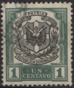 Dominican Republic 179 (used) 1c arms, green & black (1911)