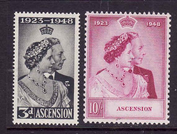 Ascension-Sc#52-3-unused light hinged set-KGVI-Silver Wedding-1948-