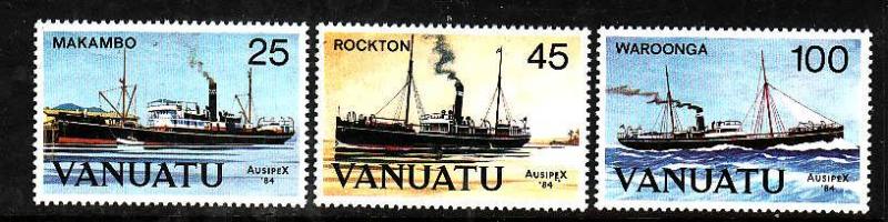 Vanuatu-Sc#377-9-Unused NH set-Ships-Ausipex '84-1984-