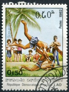 Laos Sc#361 Used, 50c multi, Loatian Wrestling (1982)