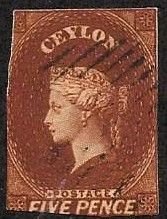 Ceylon Used #6 - Light Cancel Cat Val $175