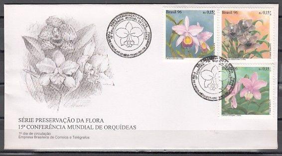 Brazil, Scott cat. 2597-2599. Orchid Conference on a First day cover.