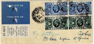 Great Britain 1936 Lee on the Solent cancel on cover to Nigeria, Air etiquette