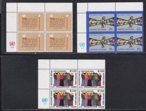 United Nations -New York #  291-293, Inscription Blocks of Four,  NH, 1/3 Cat.