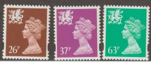 Great Britain Wales Scott#WMMH61,63,65 SG# W74,76,78 1996 QEII MNH