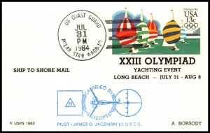 US XXIII Olympics Yachting Long Beach,CA 1984 Cancel Postcard cover