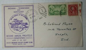 Wabash Stamp Club Terre Haute IN Philatelic Convention postmaster signed 1937
