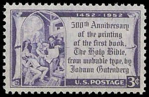 PCBstamps   US #1014 3c Gutenberg Bible, MNH, (30)