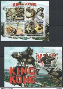 2013 Central Africa Cinema 80Th Anniversary King Kong Movie 1+1 ** Ca679