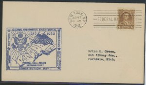 US 709 George Washington Bicentennial Sept. 17, 1932 addressed.