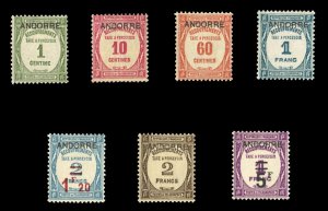 Andorra J18-15, $546.25, 1931-33 Postage Dues, hinged, 1c thin
