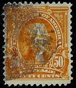 US Scott 310 50c Jefferson USED F/VF VLH Perf 12 Cork Killer Cancel 1903 USA