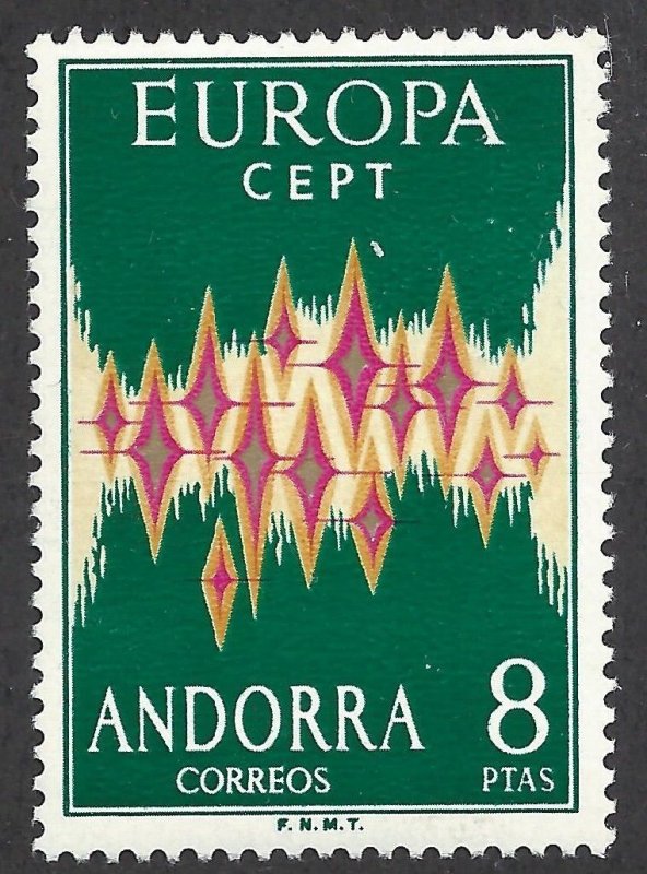 1972 SPANISH ANDORRA, No. 64A MLH/*