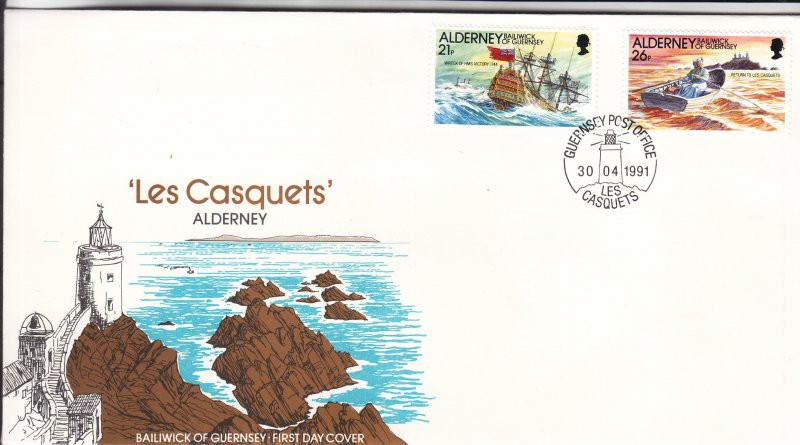 1991, Alderney: Les Casquets, FDC (S18820)