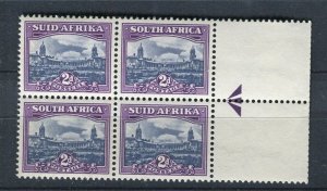 SOUTH AFRICA; 1940s Parliament Pictorial issue 2d. MARGINAL POSITIONAL BLOCK