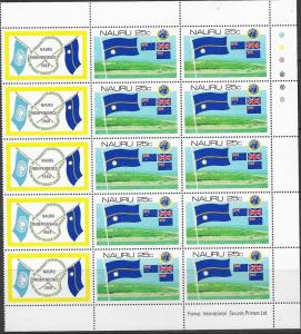 Nauru #25c Independence Sheet/10 with labels (MNH) CV $2.50