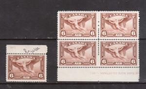 Canada #C5b XF/NH Yellow Brown Block **With Certificate** 