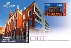 Poland 2014 Postal Stationary Postcard Stamp MNH Jagiellonian University Cracow