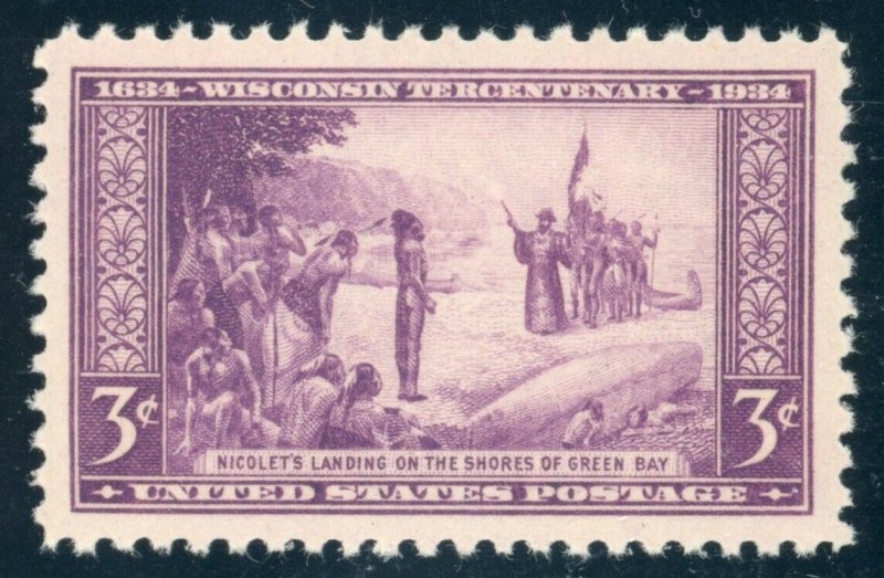 US Stamp #739 Wisconsin Tercentenary 3c, PSE Cert - XF-SUP 95 - MOGNH SMQ $45.00 