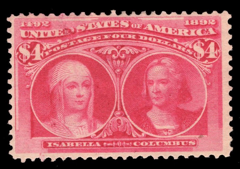 MOMEN: US STAMPS # 244 $4 COLUMBIAN MINT OG H LOT # 20939