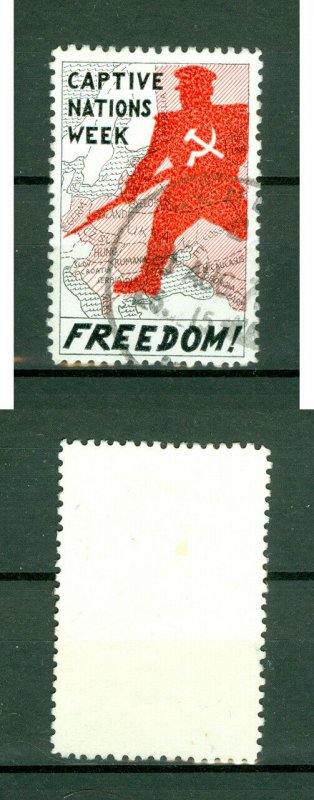 Great Britain. UK. Poster Stamp 1970s.  Freedom Captive Nations Week. Cancel