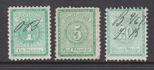 Germany, Bremen, 1873 Documentary revenues, 3 different, sound, used, F-VF.