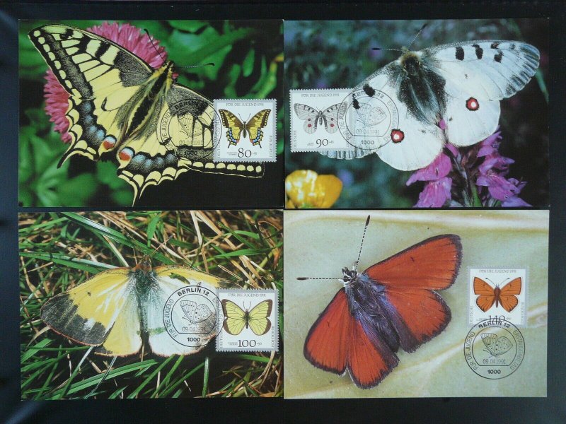 insect butterfly Fur die Jugend set of 8 maximum card Germany 1991 (Berlin)