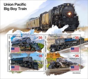 SIERRA LEONE - 2023 - Union Pacific Train - Perf 4v Sheet - Mint Never Hinged