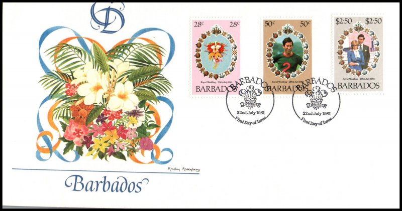 Barbados 547-549 Royal Wedding Fleetwood U/A FDC