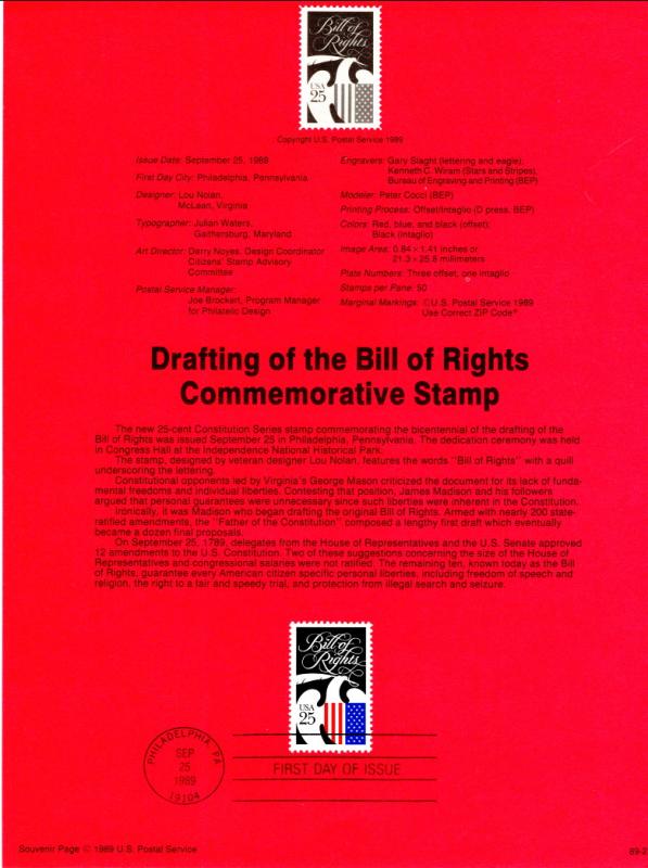 US SP860 Bill of Rights 2421 Souvenir Page FDC