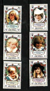 Anguilla-Sc#485-90-unused NH set-id3-Princess Diana-21st birthday-1982-